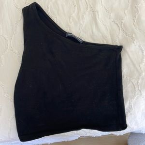 One shoulder brandy top